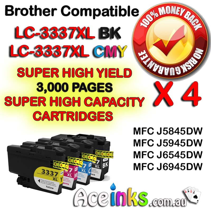 Value Pack 4 Combo Compatible Brother LC3337 BK + C M Y Set